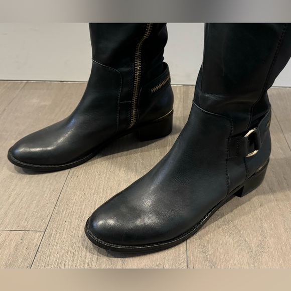 Steve Madden Riding Boot Black with Gold Zippers - Picture 4 of 11